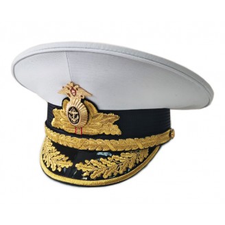 Фуражка ВМФ адмиральская белая чехол съемный, с машинной вышивкой VMF0160