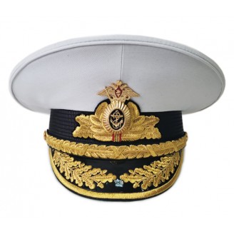 Фуражка ВМФ адмиральская белая чехол съемный, с машинной вышивкой VMF0160