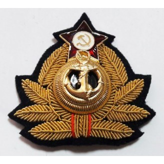 Кокарда (краб) ВМФ СССР KRV002 ручная вышивка, золото