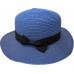 Шляпка соломенная синяя с бантом А167