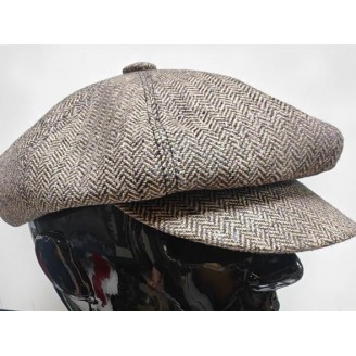 Кепка Восьмиклинка твид елочка cеро-бежевый, шерсть T260