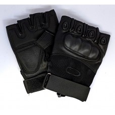 Тактические перчатки черные с пластиковыми накладками