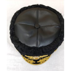 Шапка черный каракуль с ручной вышивкой SH043